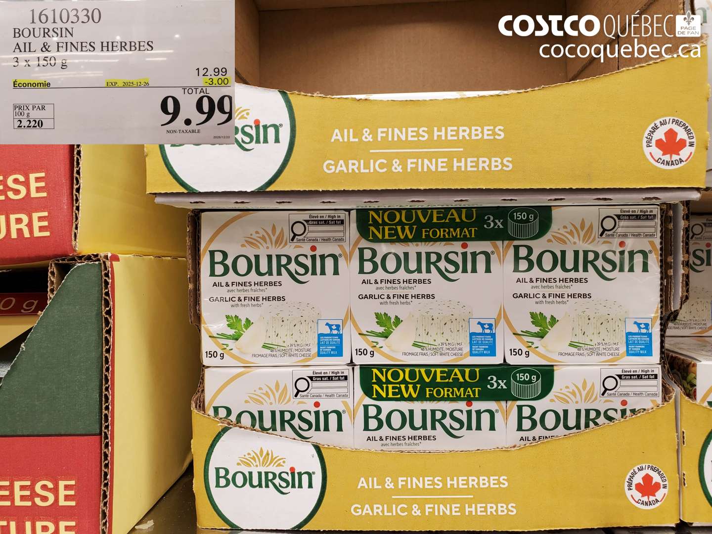 1610330 BOURSIN AIL & FINES HERBES 3 x 150 g ($3.00 INSTANT SAVINGS EXPIRES ON 2025-12-26) $9.99