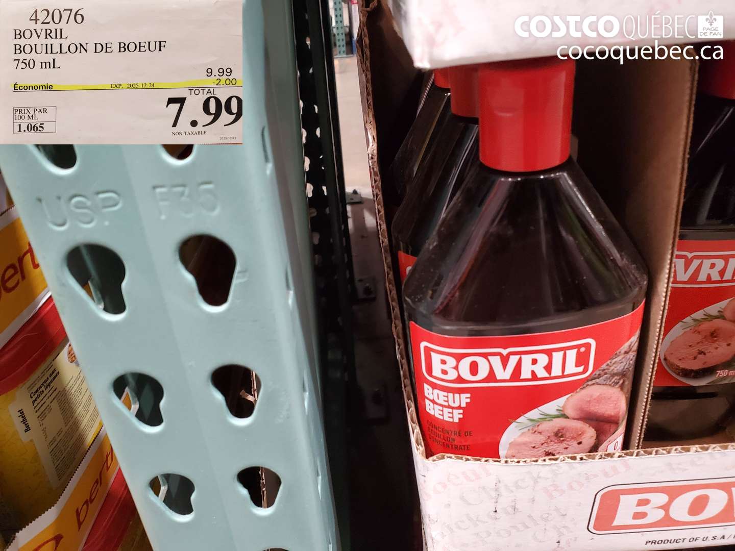 42076 BOVRIL BOUILLON DE BOEUF 750 ml ($2.00 INSTANT SAVINGS EXPIRES ON 2025-12-24) $7.99