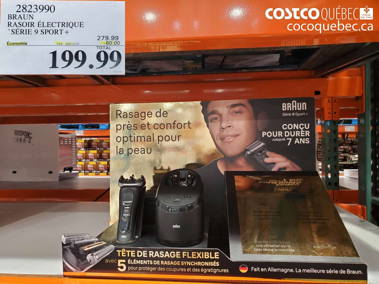 2823990 BRAUN RASOIR ÉLECTRIQUE SÉRIE 9 SPORT+ ($80.00 INSTANT SAVINGS EXPIRES ON 2025-12-07) $199.99