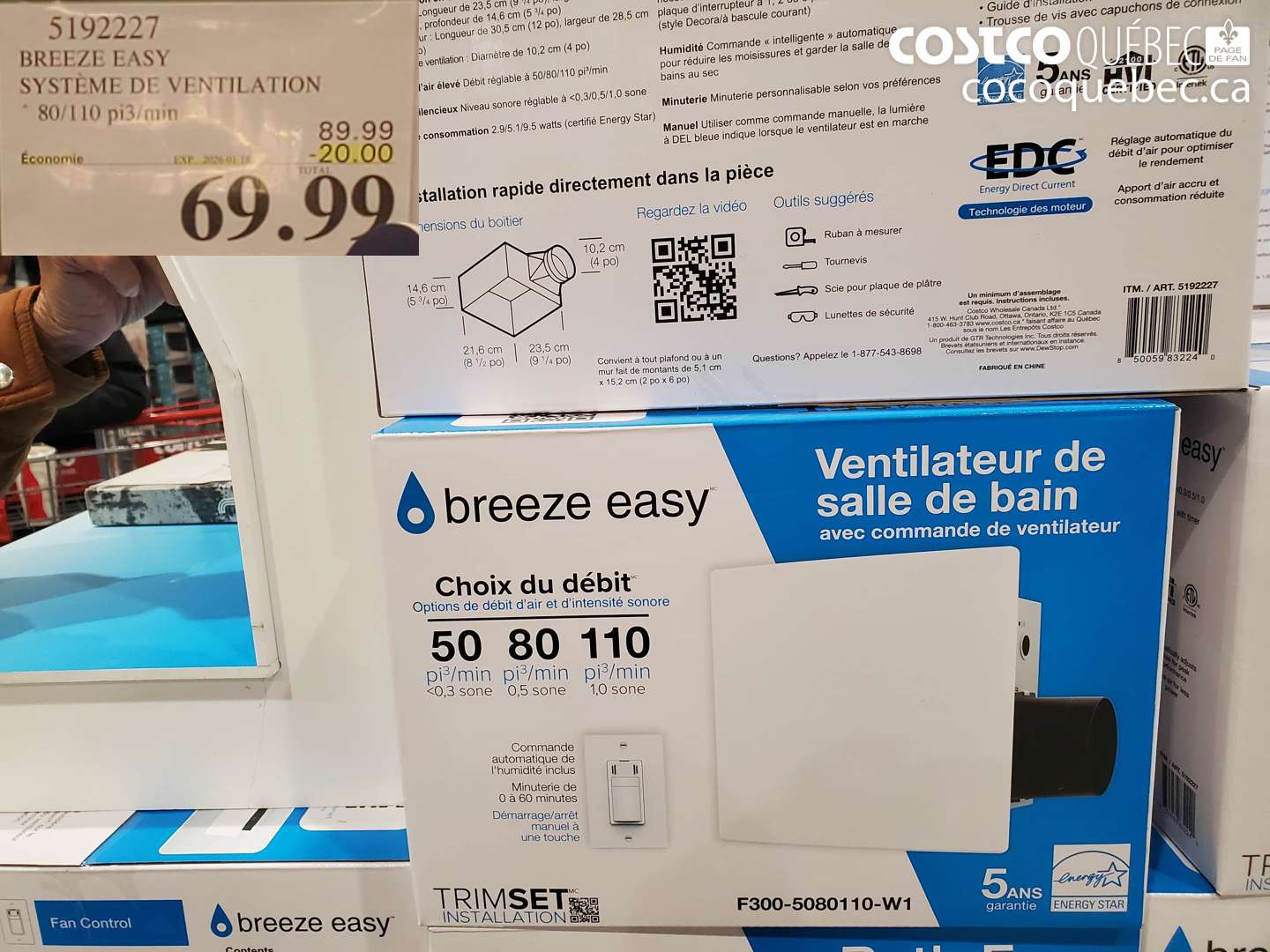 5192227 BREEZE EASY SYSTEME DE VENTILATION ($20.00 INSTANT SAVINGS EXPIRES ON 2026-01-01) $69.99