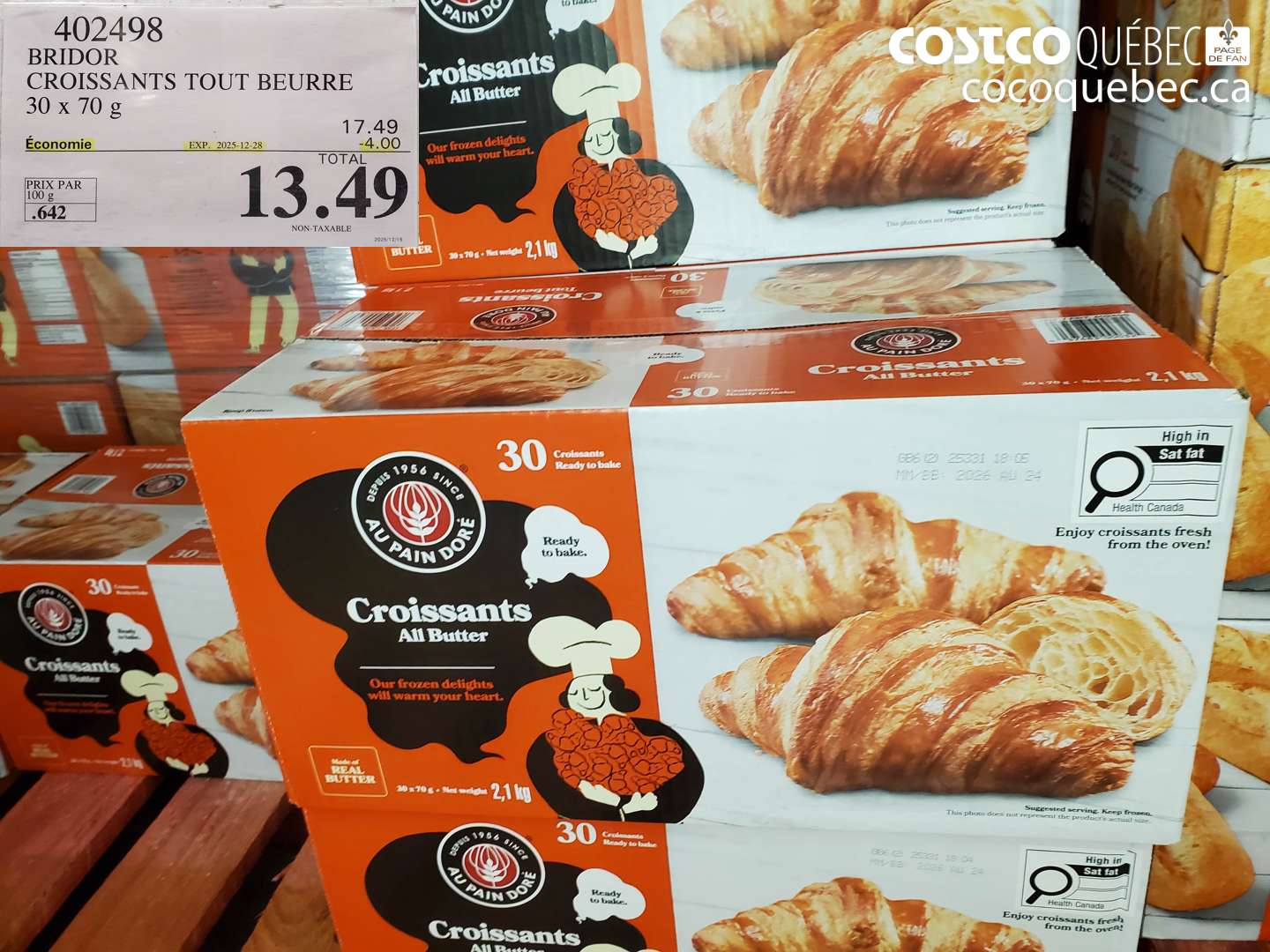 402498 BRIDOR CROISSANTS TOUT BEURRE 30 x 70 g ($4.00 INSTANT SAVINGS EXPIRES ON 2025-12-28) $13.49