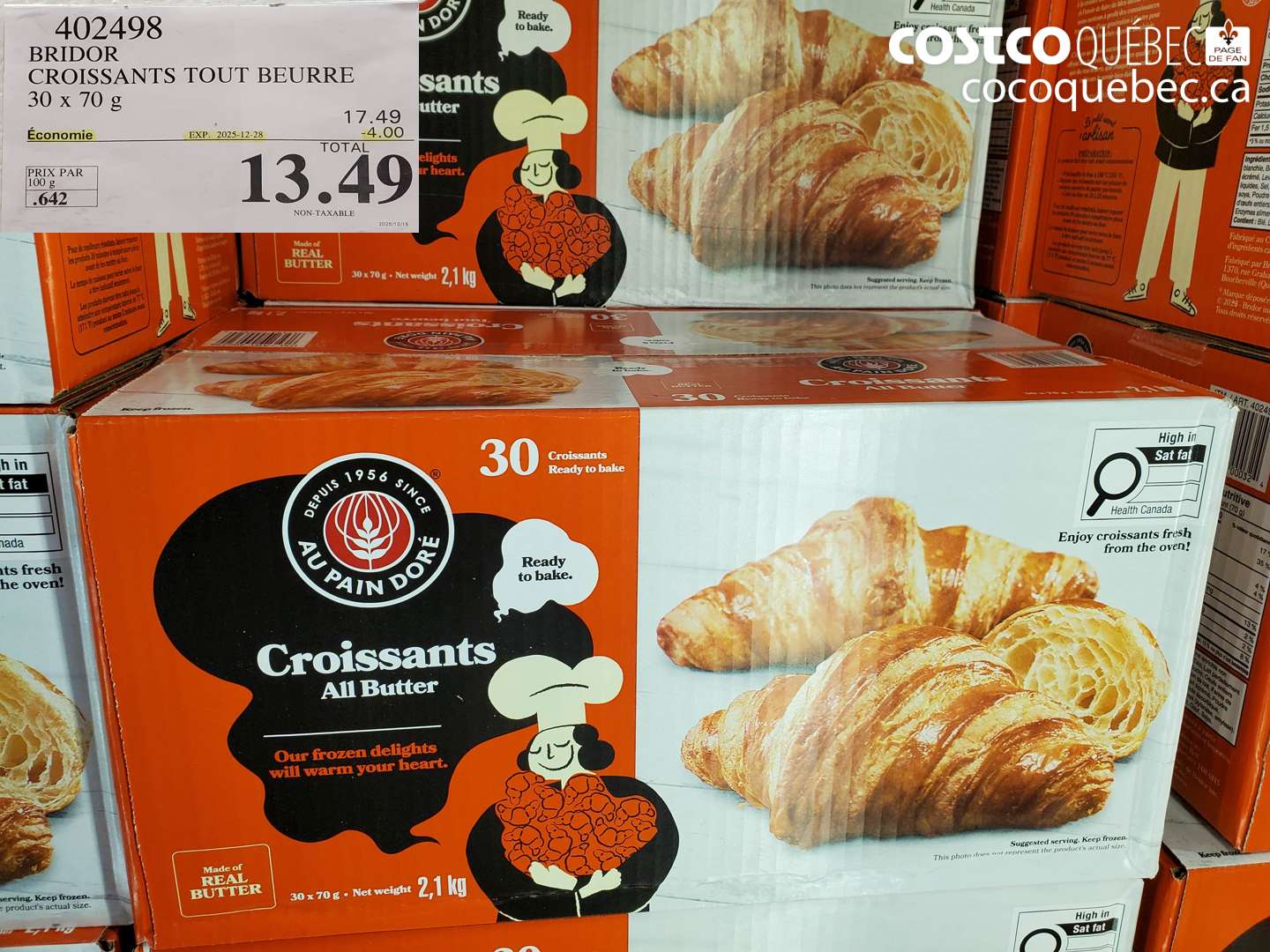 402498 BRIDOR CROISSANTS TOUT BEURRE 30 x 70 g ($4.00 INSTANT SAVINGS EXPIRES ON 2025-12-28) $13.49