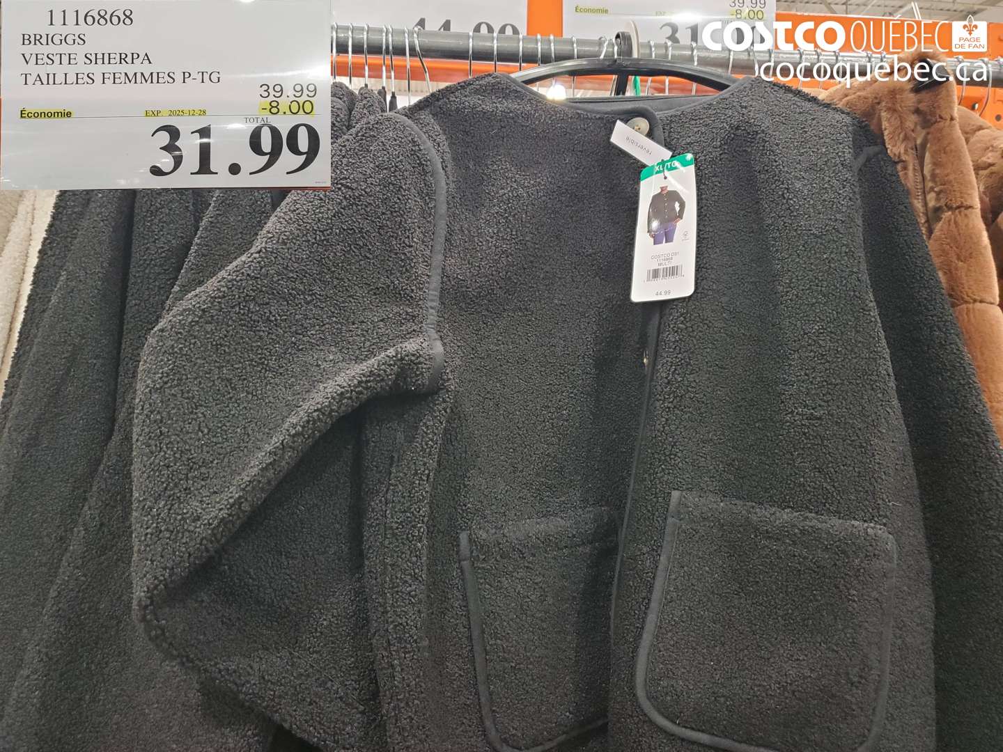 1116868 BRIGGS VESTE SHERPA TAILLES FEMMES P-TG ($8.00 INSTANT SAVINGS EXPIRES ON 2025-12-28) $31.99