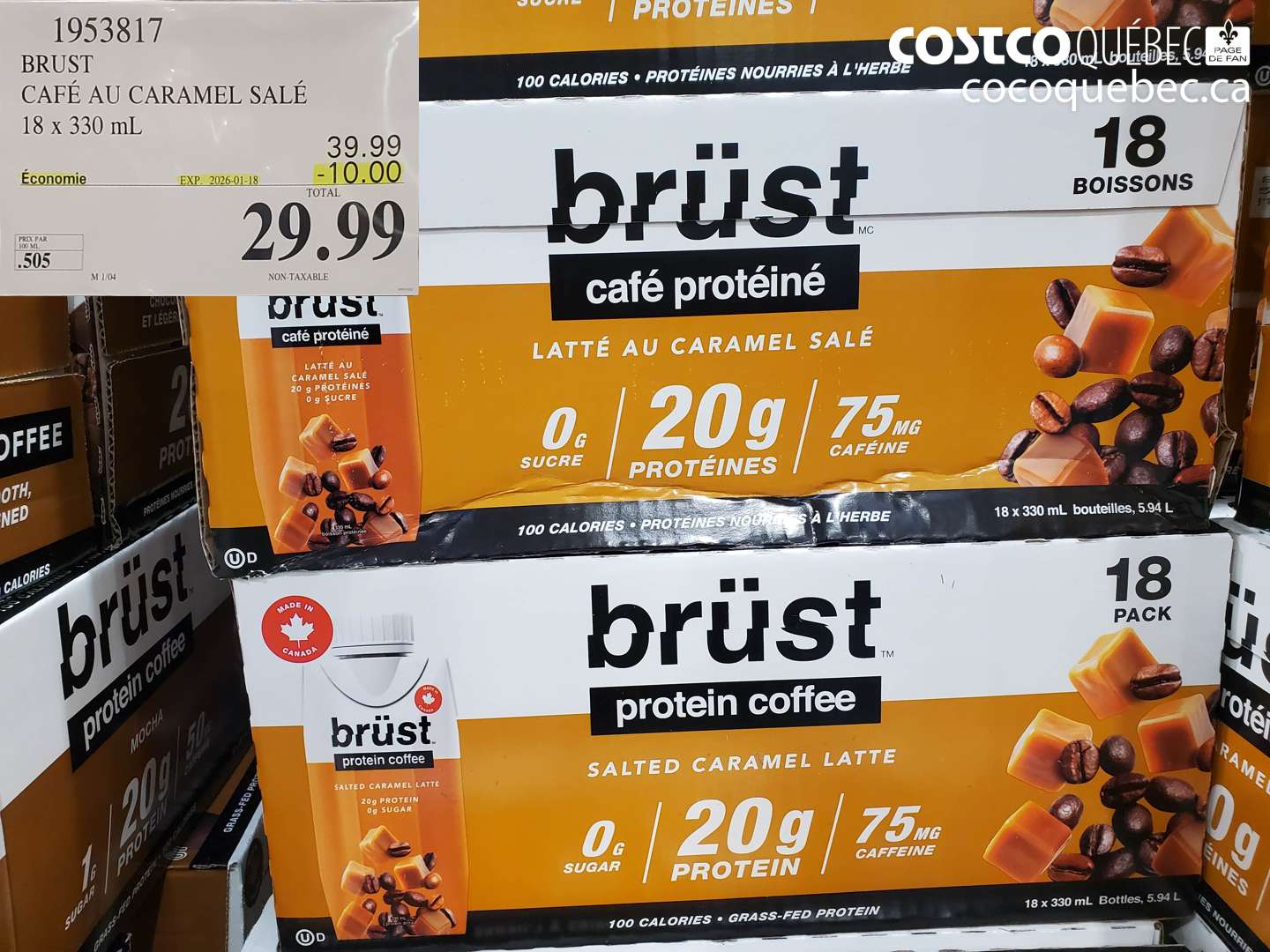 1953817 BRUST CAFÉ AU CARAMEL SALÉ 18 x 330 mL ($10.00 INSTANT SAVINGS EXPIRES ON 2026-01-18) $29.99