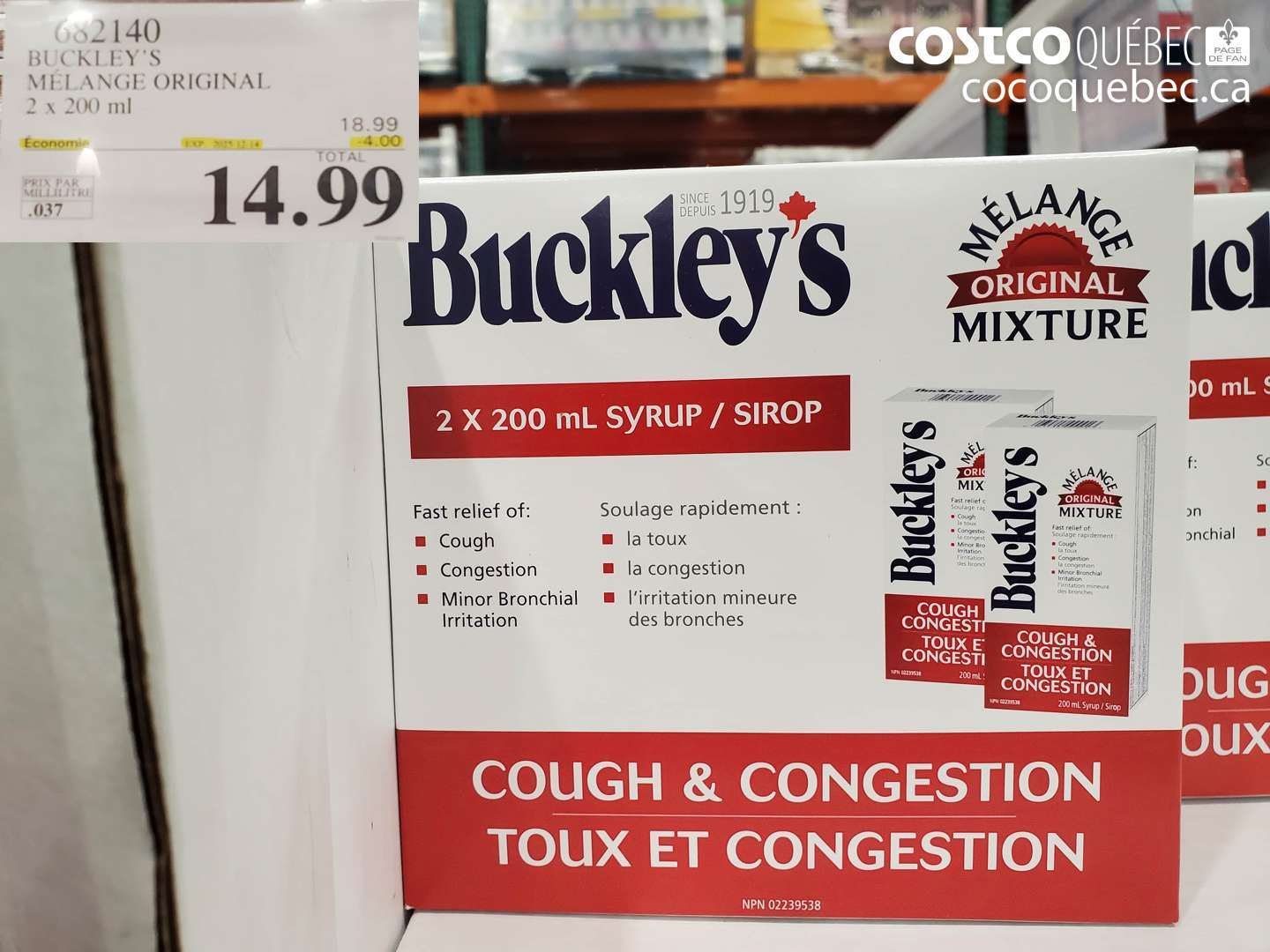 682140 BUCKLEY'S MELANGE ORIGINAL 2 x 200 ml (EXPIRES ON 2025-12-14) $14.99