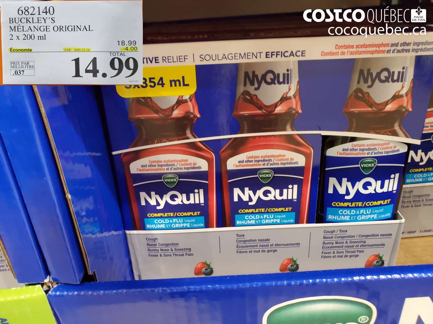 682140 BUCKLEY'S MELANGE ORIGINAL 2 X 200 ML. ($4.00 INSTANT SAVINGS EXPIRES ON 2025-12-14) $14.99