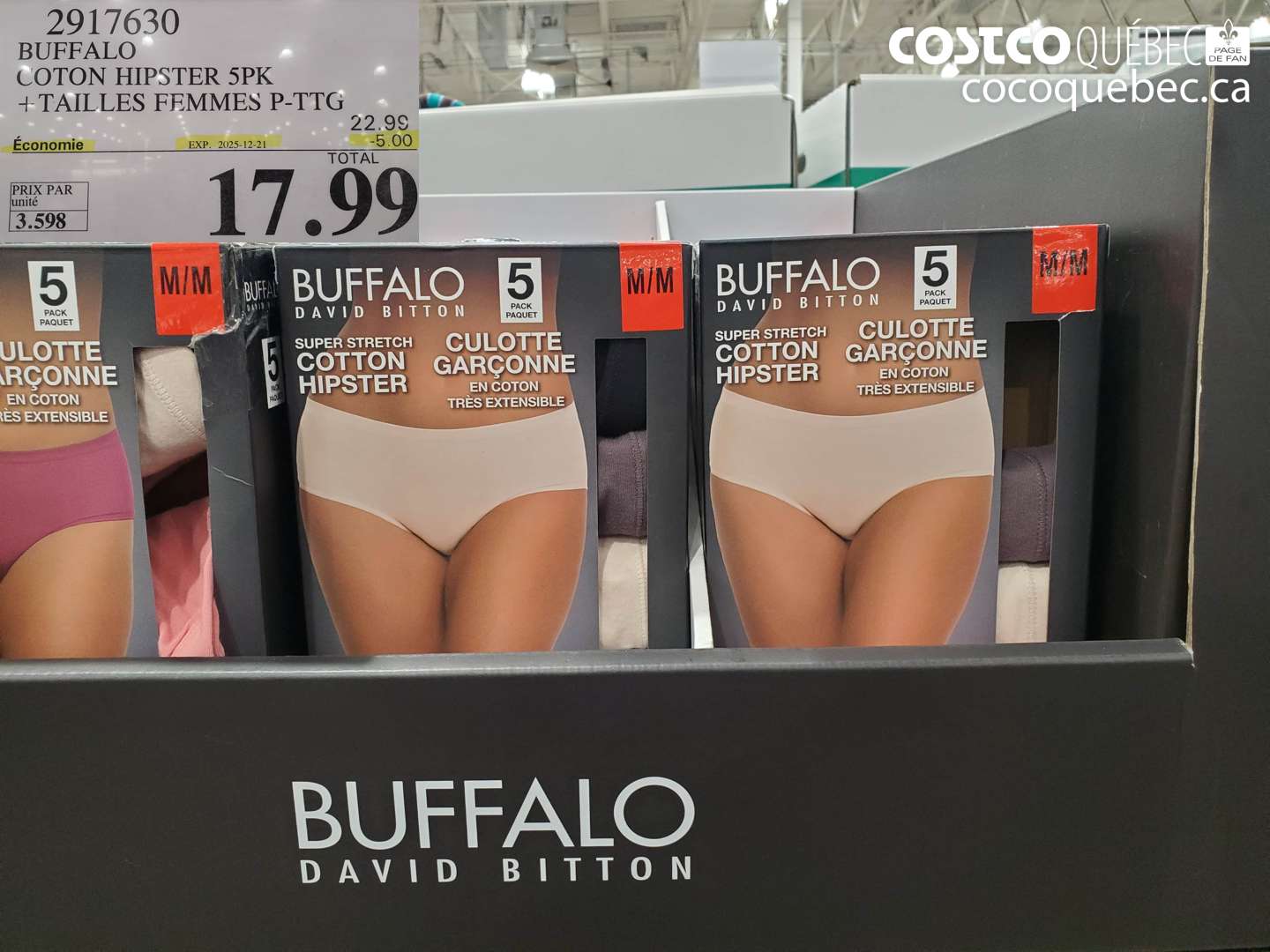 2917630 BUFFALO COTON HIPSTER 5PK + TAILLES FEMMES P-TTG ($5.00 INSTANT SAVINGS EXPIRES ON 2025-12-21) $17.99