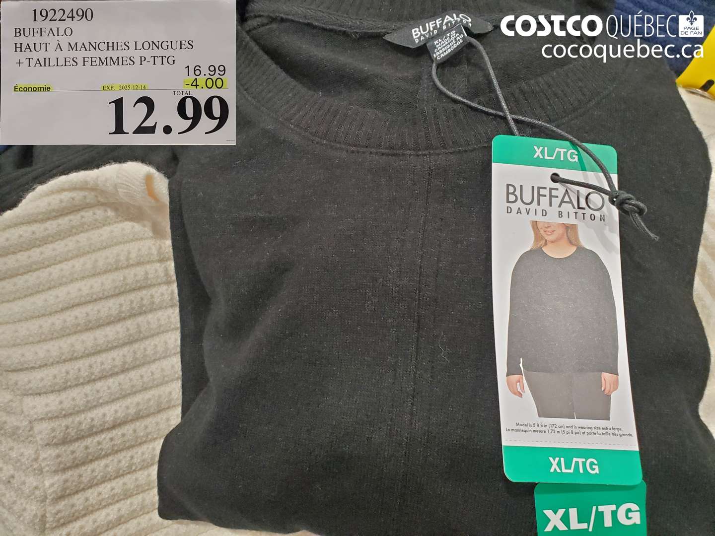 1922490 BUFFALO HAUT À MANCHES LONGUES +TAILLES FEMMES P-TG ($4.00 INSTANT SAVINGS EXPIRES ON 2025-12-14) $12.99