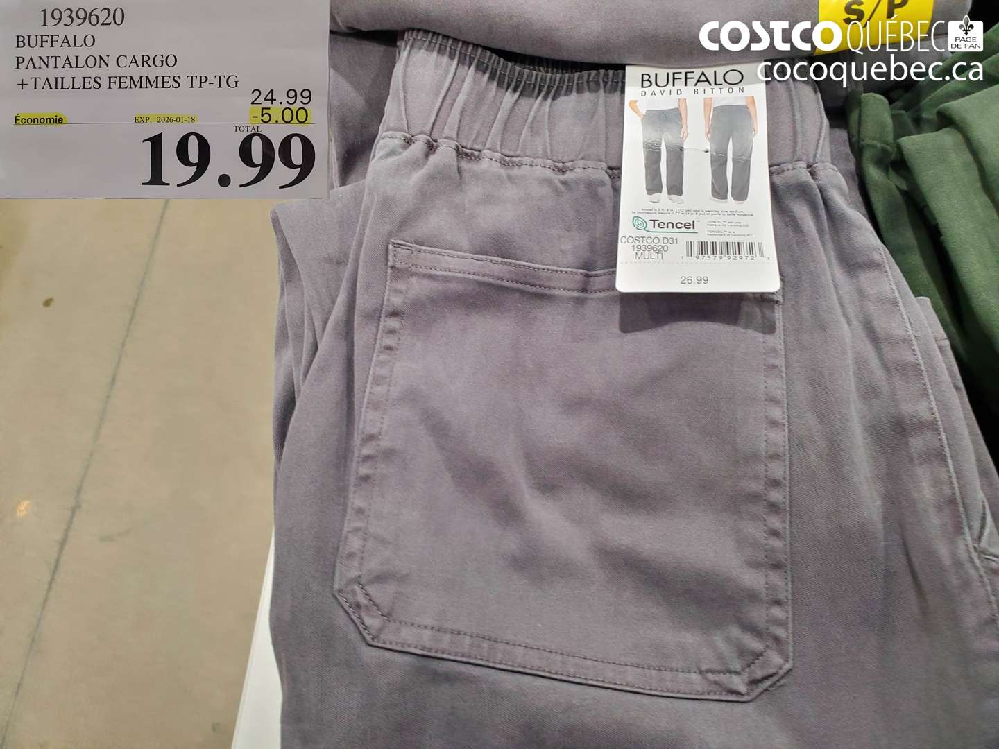 1939620 BUFFALO PANTALON CARGO +TAILLES FEMMES TP-TG ($5.00 INSTANT SAVINGS EXPIRES ON 2026-01-18) $19.99