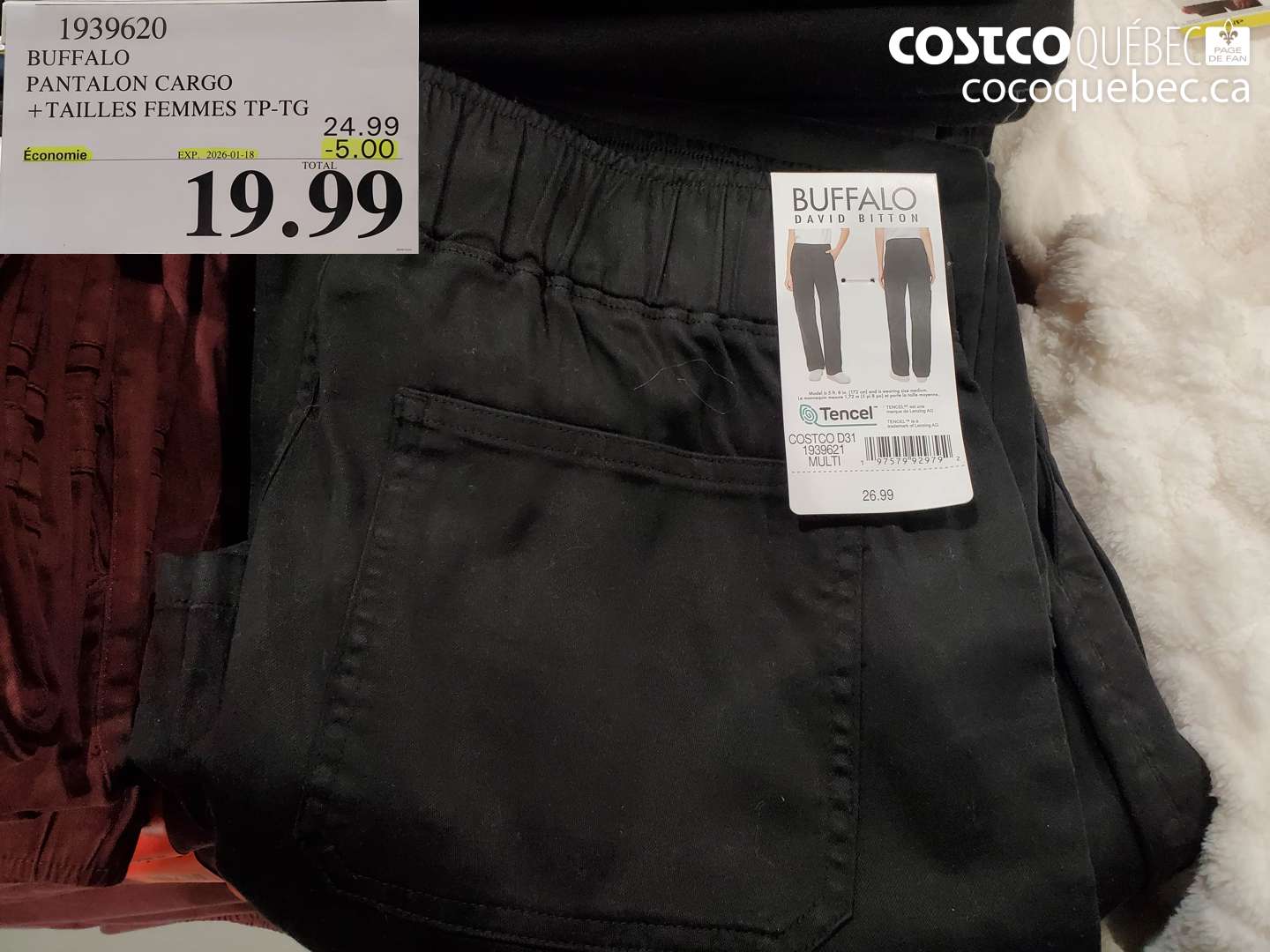 1939620 BUFFALO PANTALON CARGO + TAILLES FEMMES TP-TG ($5.00 INSTANT SAVINGS EXPIRES ON 2026-01-18) $19.99