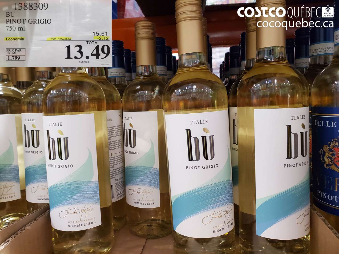 1388309 BU PINOT GRIGIO 750 ml ($2.12 INSTANT SAVINGS EXPIRES ON 2026-01-04) $13.49