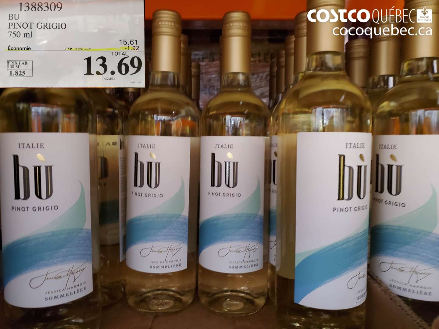 1388309 BU PINOT GRIGIO, ITALIE 750 mL  ($1.92 INSTANT SAVINGS EXPIRES ON 2025-12-03) $13.69