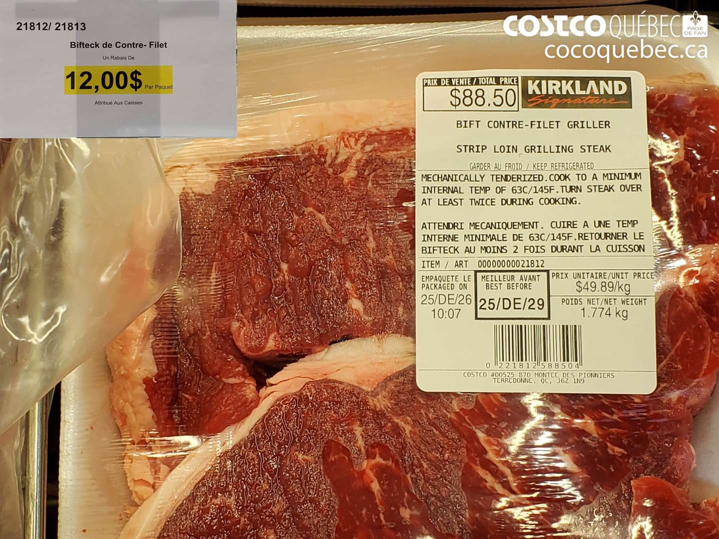 21812 Bifteck de Contre- Filet ($10.00 INSTANT SAVINGS) $0.00