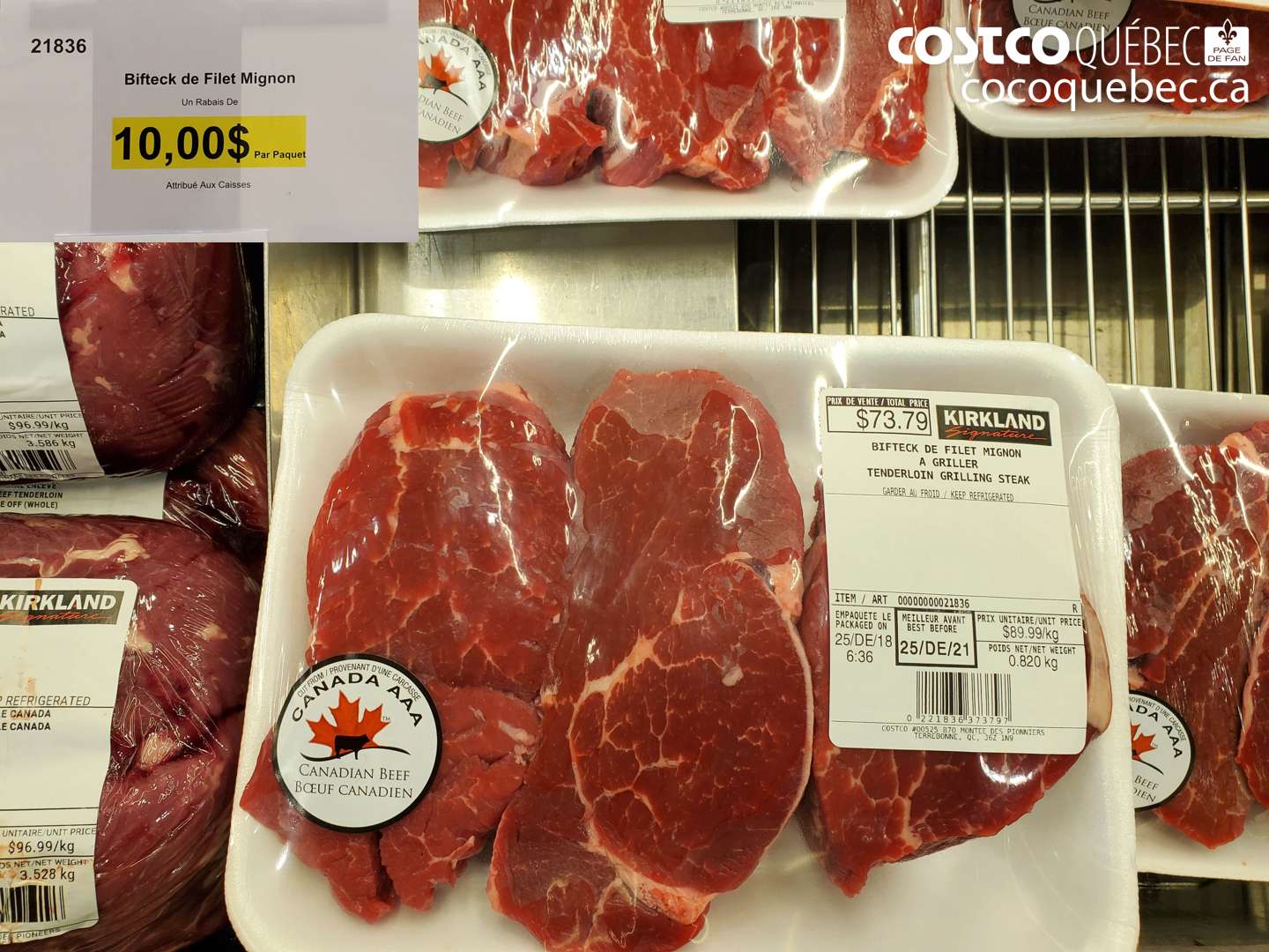 21836 Bifteck de Filet Mignon 10.00$ OFF $0.00