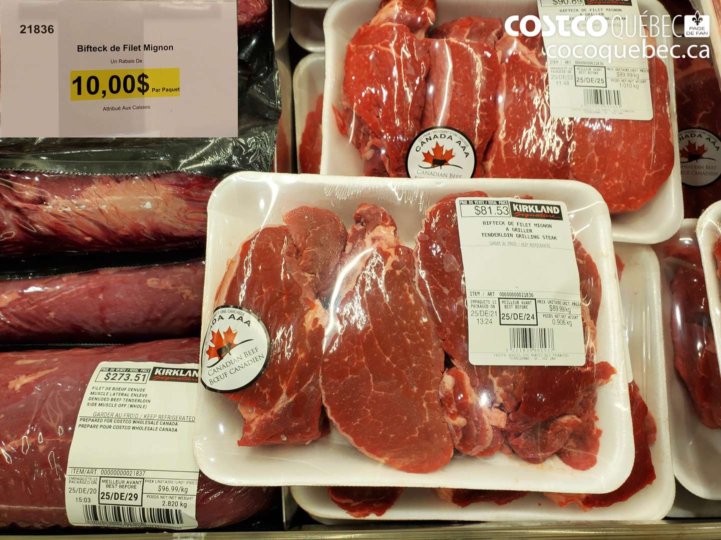 21836 Bifteck de Filet Mignon 10.00$ OFF ($10.00 INSTANT SAVINGS) $0.00