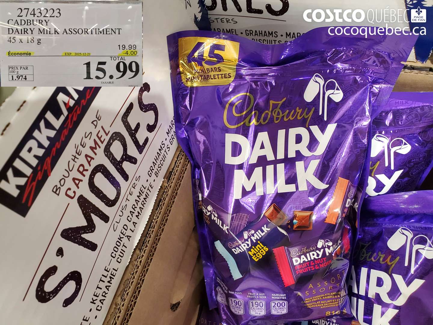 2743223 CADBURY DAIRY MILK ASSORTMENT 45 x 18 g ($4.00 INSTANT SAVINGS EXPIRES ON 2025-12-21) $15.99