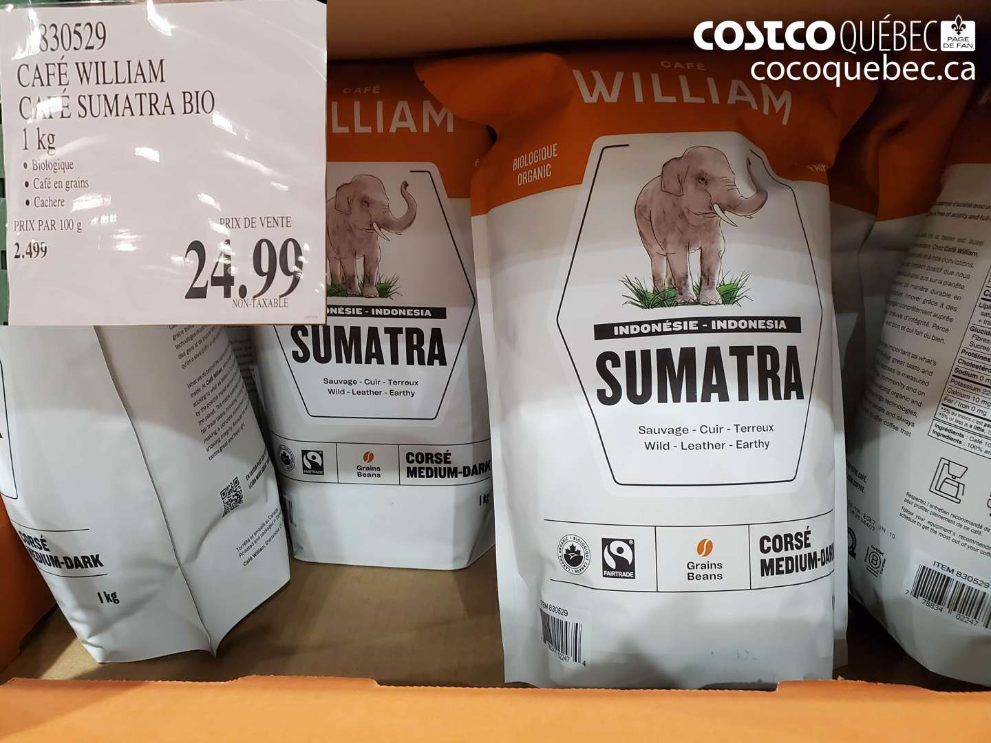 830529 CAFÉ WILLIAM CAFÉ SUMATRA BIO 1 kg $24.99