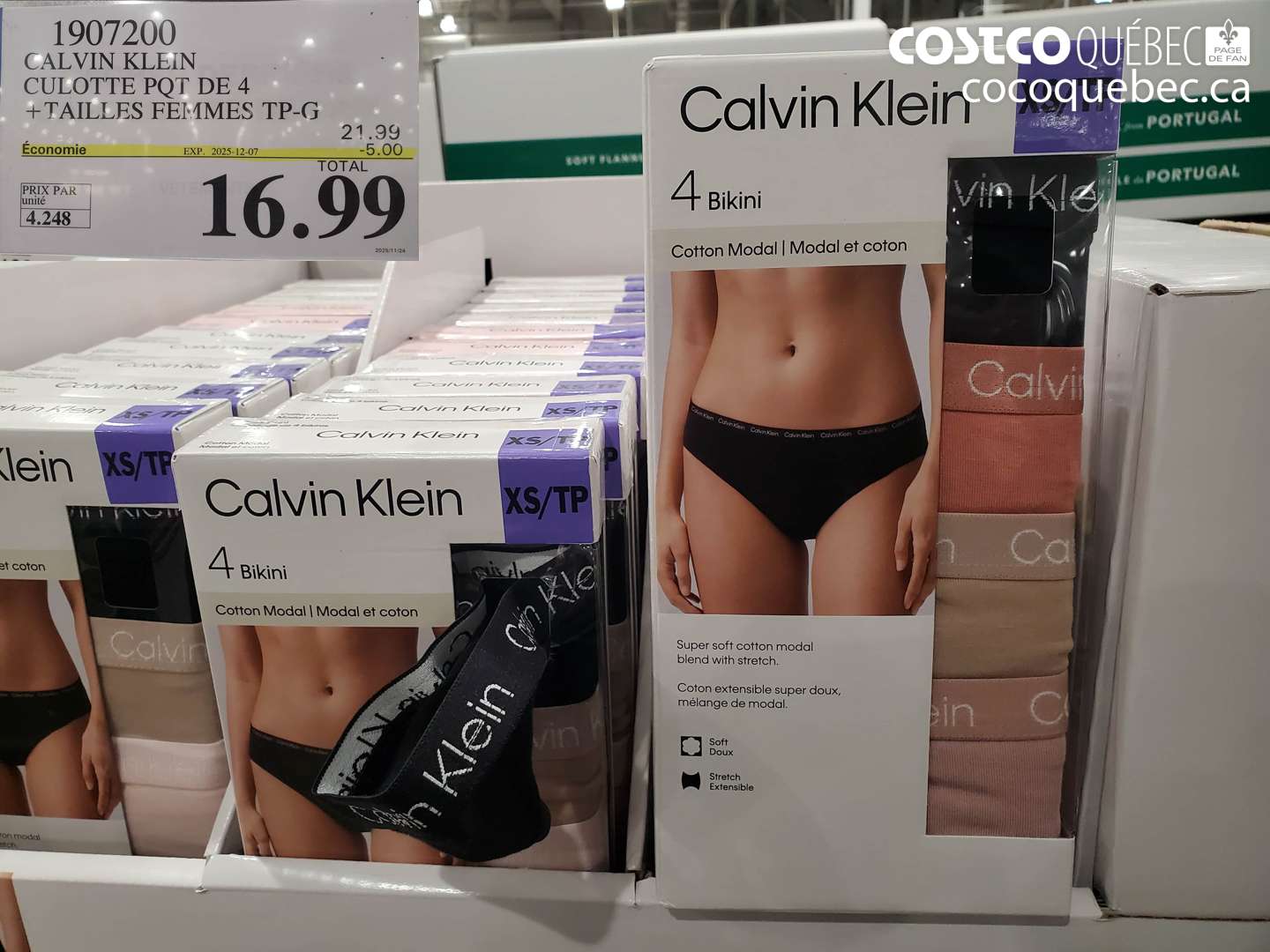 1907200 CALVIN KLEIN CULOTTE POT DE 4 TAILLES FEMMES TP-G ($5.00 INSTANT SAVINGS EXPIRES ON 2025-12-07) $16.99