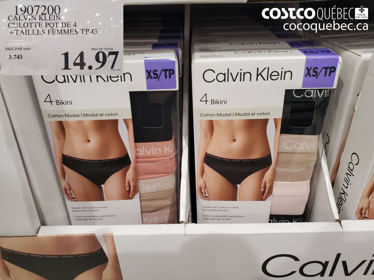 1907200 CALVIN KLEIN CULOTTE POT DE 4 +TAILLES FEMMES TP-G $14.97