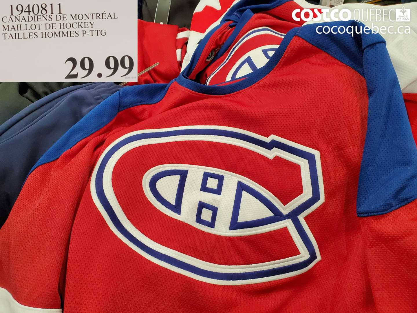 1940811 CANADIENS DE MONTRÉAL MAILLOT DE HOCKEY TAILLES HOMMES P-TTG $29.99