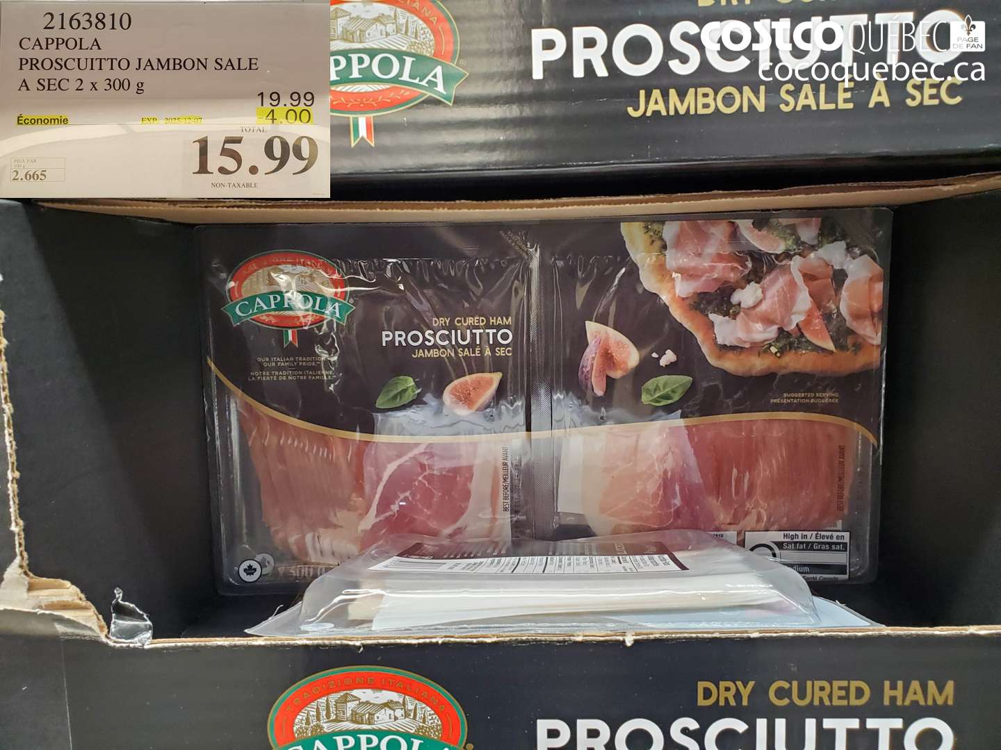 2163810 CAPPOLA PROSCIUTTO JAMBON SALE A SEC 2 x 300 g ($4.00 INSTANT SAVINGS EXPIRES ON 2025-12-07) $15.99