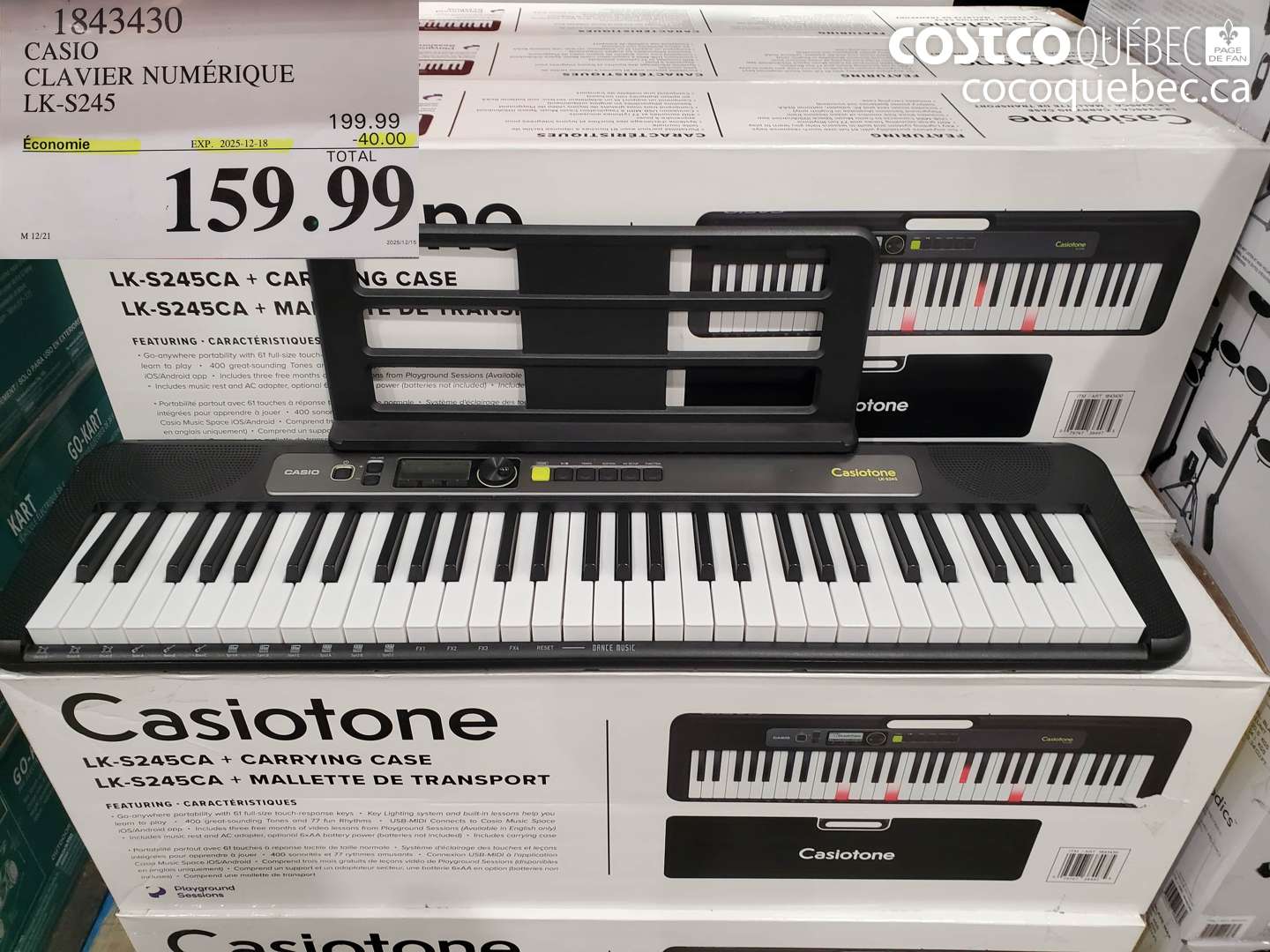 1843430 CASIO CLAVIER NUMÉRIQUE LK-S245 ($40.00 INSTANT SAVINGS EXPIRES ON 2025-12-18) $159.99