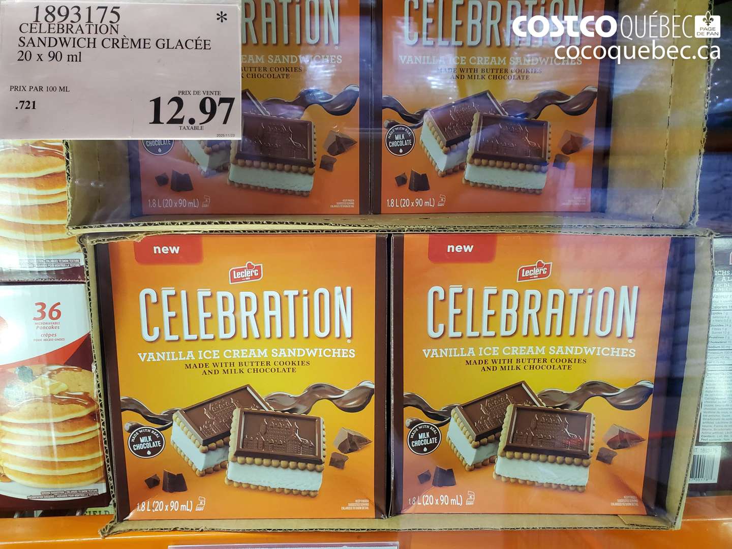 1893175 CELEBRATION SANDWICH CRÈME GLACÉE 20 x 90 ml $12.97