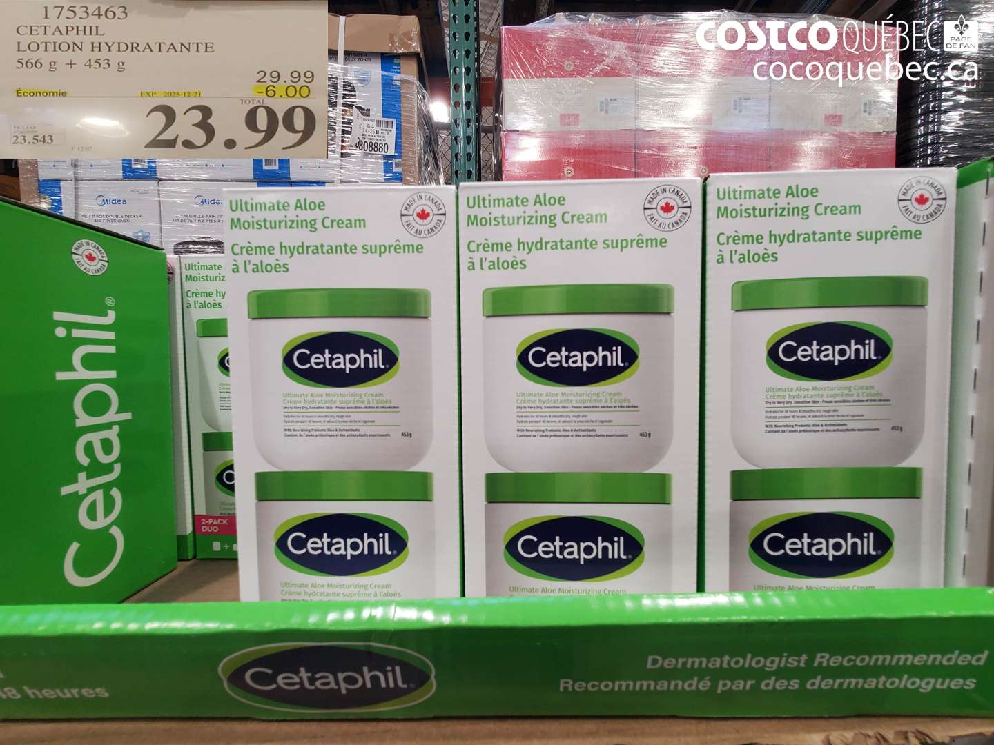 1753463 CETAPHIL LOTION HYDRATANTE 566 g + 453 8 ($6.00 INSTANT SAVINGS EXPIRES ON 2025-12-21) $23.99
