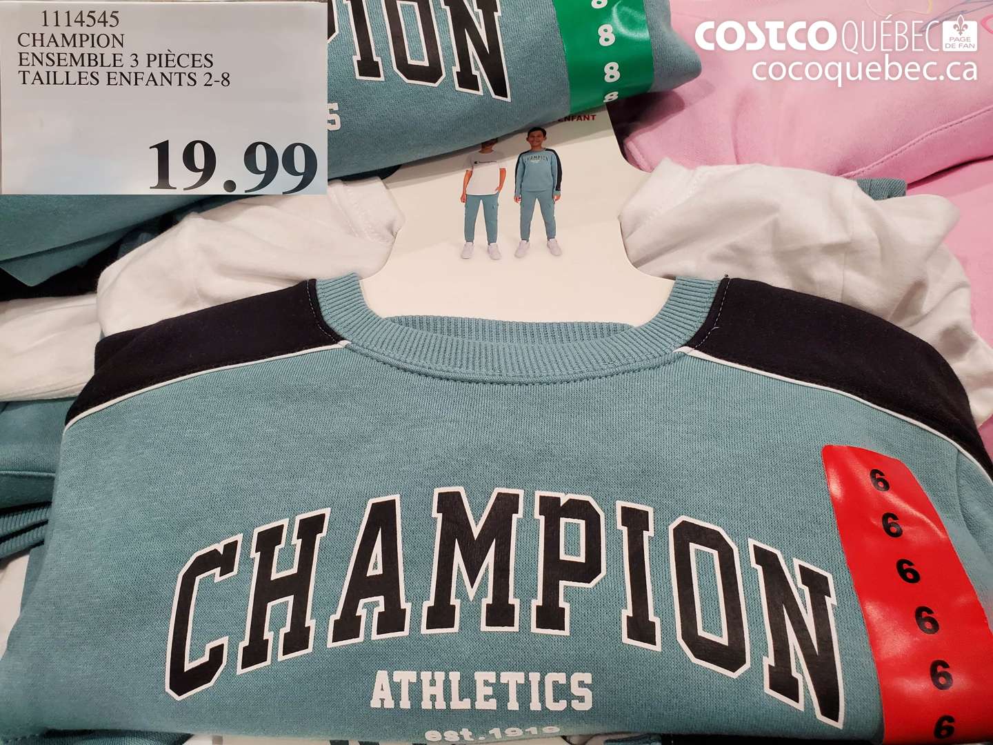 1114545 CHAMPION ENSEMBLE 3 PIÈCES TAILLES ENFANTS 2-8 $19.99