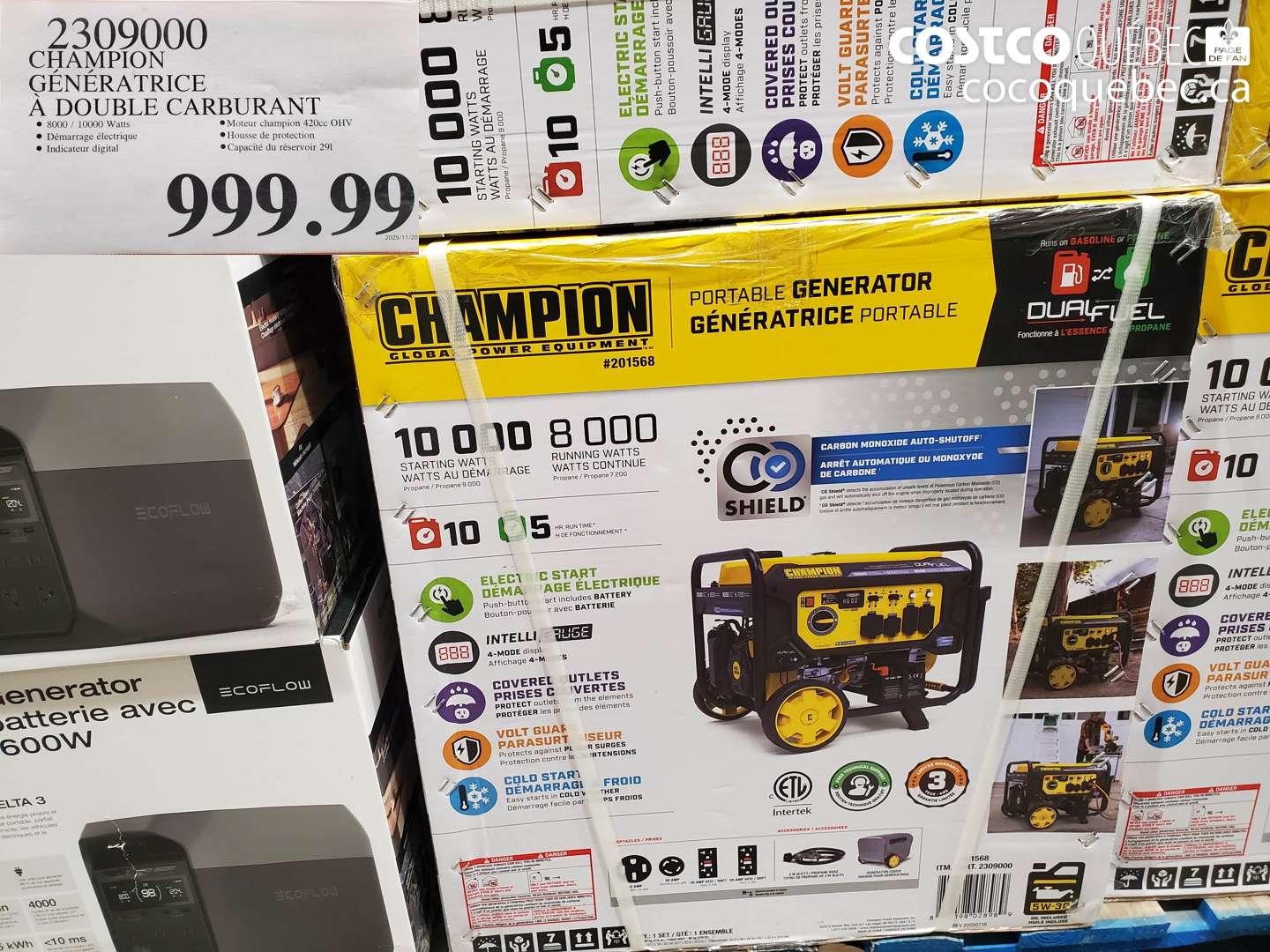 2309000 CHAMPION GÉNÉRATRICE À DOUBLE CARBURANT $999.99