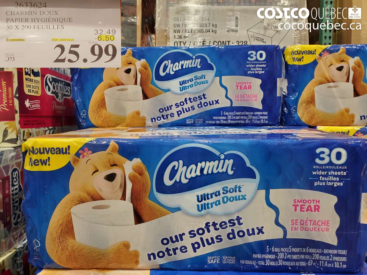 2633624 CHARMIN DOUX PAPIER HYGIÉNIQUE 30 X 200 FEUILLES ($6.50 INSTANT SAVINGS EXPIRES ON 2025-12-21) $25.99
