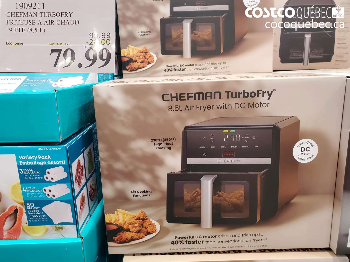 1909211 CHEFMAN TURBOFRY FRITEUSE A AIR CHAUD “9 PTE (8,5 L) ($20.00 INSTANT SAVINGS EXPIRES ON 2025-12-21) $79.99