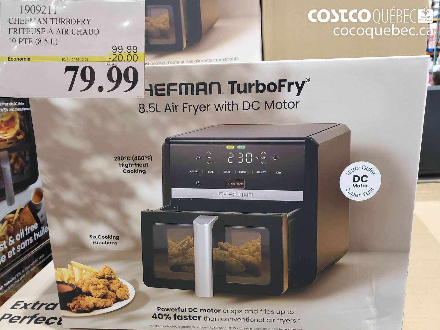 1909211 CHEFMAN TURBOFRY FRITEUSE À AIR CHAUD 9 PTE (8,5 L) ($20.00 INSTANT SAVINGS EXPIRES ON 2025-12-21) $79.99