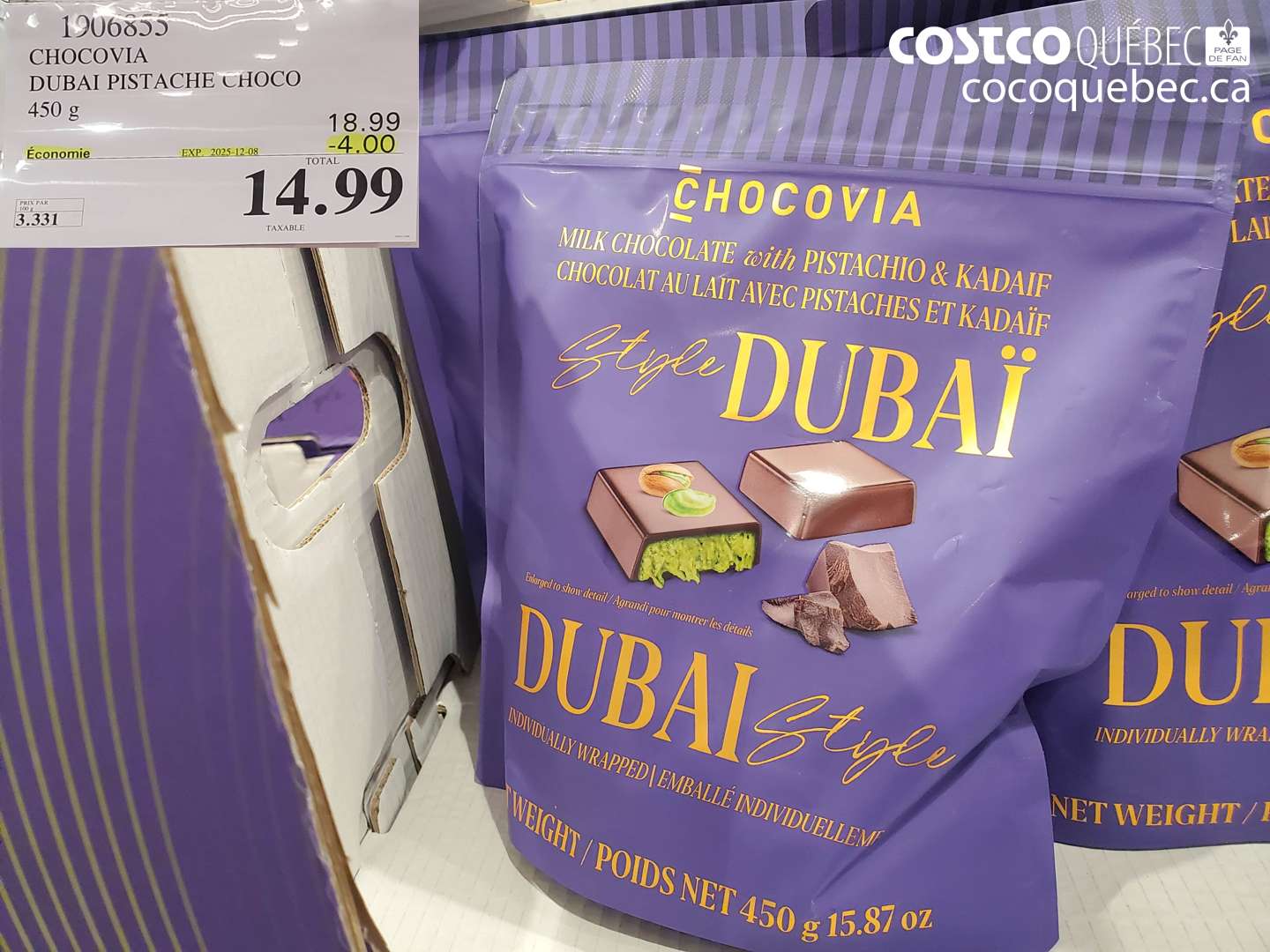 1906855 CHOCOVIA DUBAI PISTACHE CHOCO 450 g (EXPIRES ON 2025-12-08) $14.99