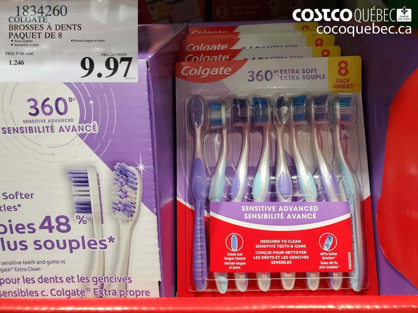 1834260 COLGATE BROSSES À DENTS PAQUET DE 8 $9.97