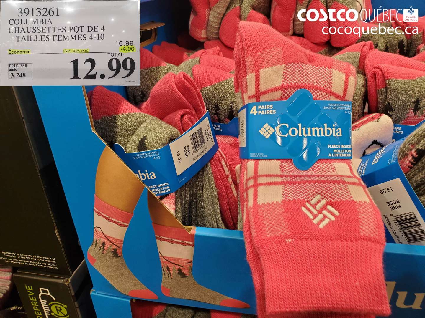 3913261 COLUMBIA CHAUSSETTES PQT DE 4+TAILLES FEMMES 4-10 ($4.00 INSTANT SAVINGS EXPIRES ON 2025-12-07) $12.99