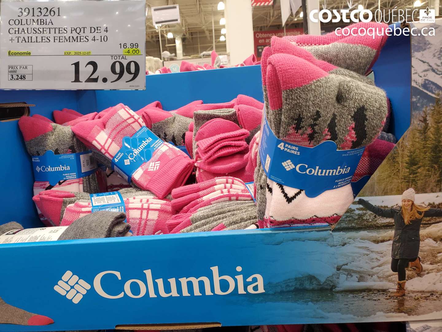 3913261 COLUMBIA CHAUSSETTES PQT DE 4+TAILLES FEMMES 4-10 ($4.00 INSTANT SAVINGS EXPIRES ON 2025-12-07) $12.99