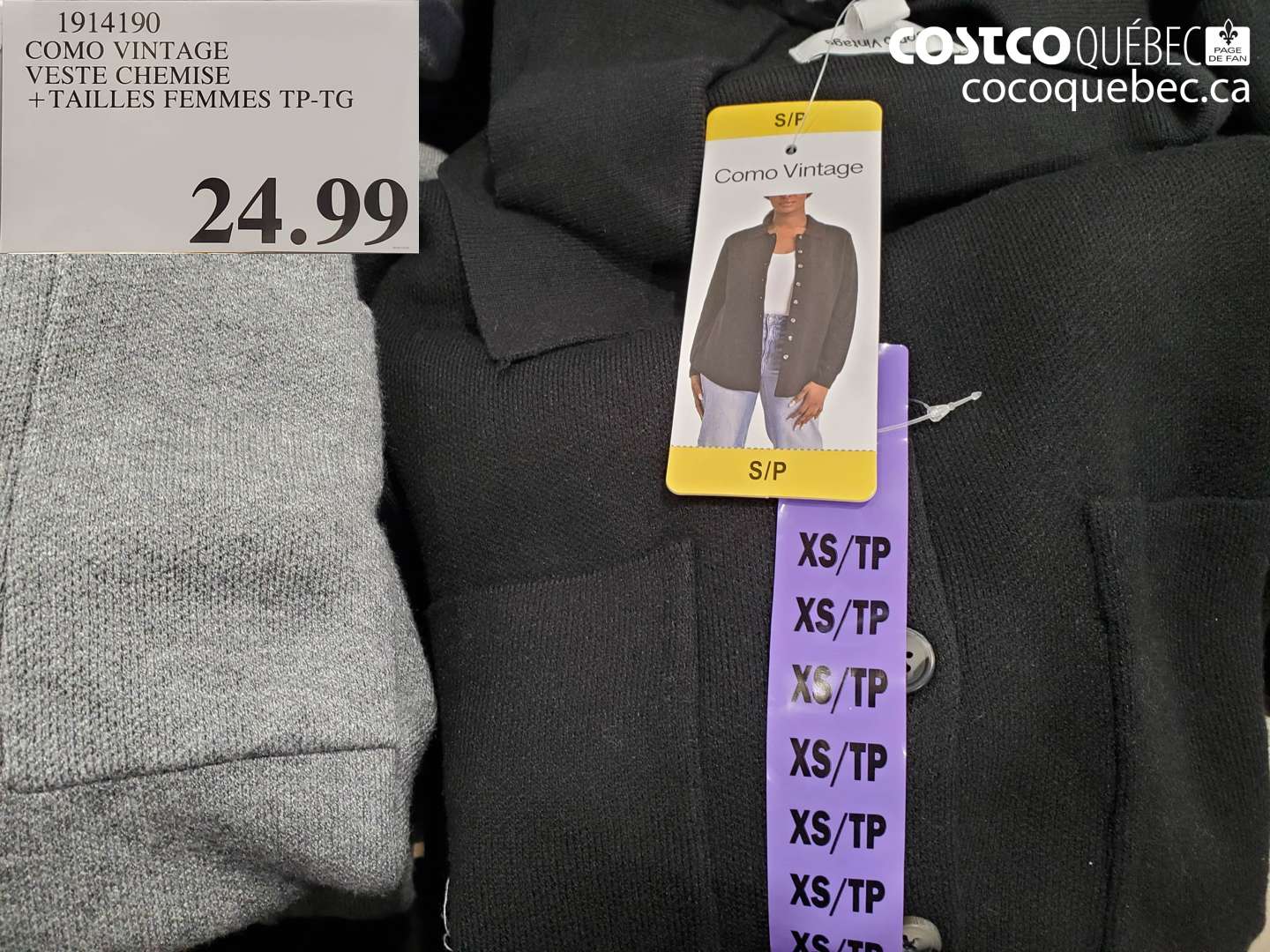 1914190 COMO VINTAGE VESTE CHEMISE +TAILLES FEMMES TP-TG $24.99