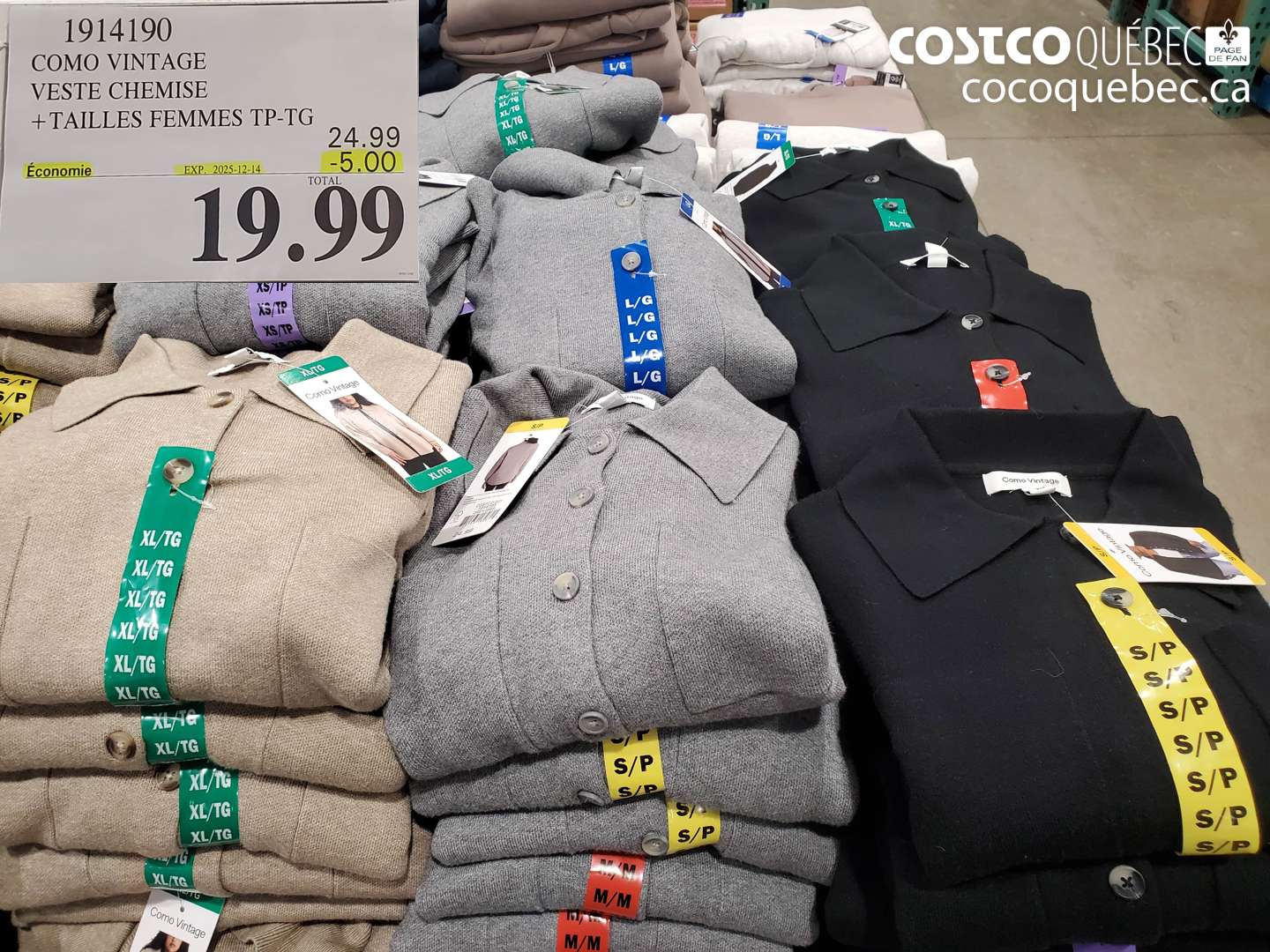 1914190 COMO VINTAGE VESTE CHEMISE + TAILLES FEMMES TP-TG (EXPIRES ON 2025-12-14) $19.99