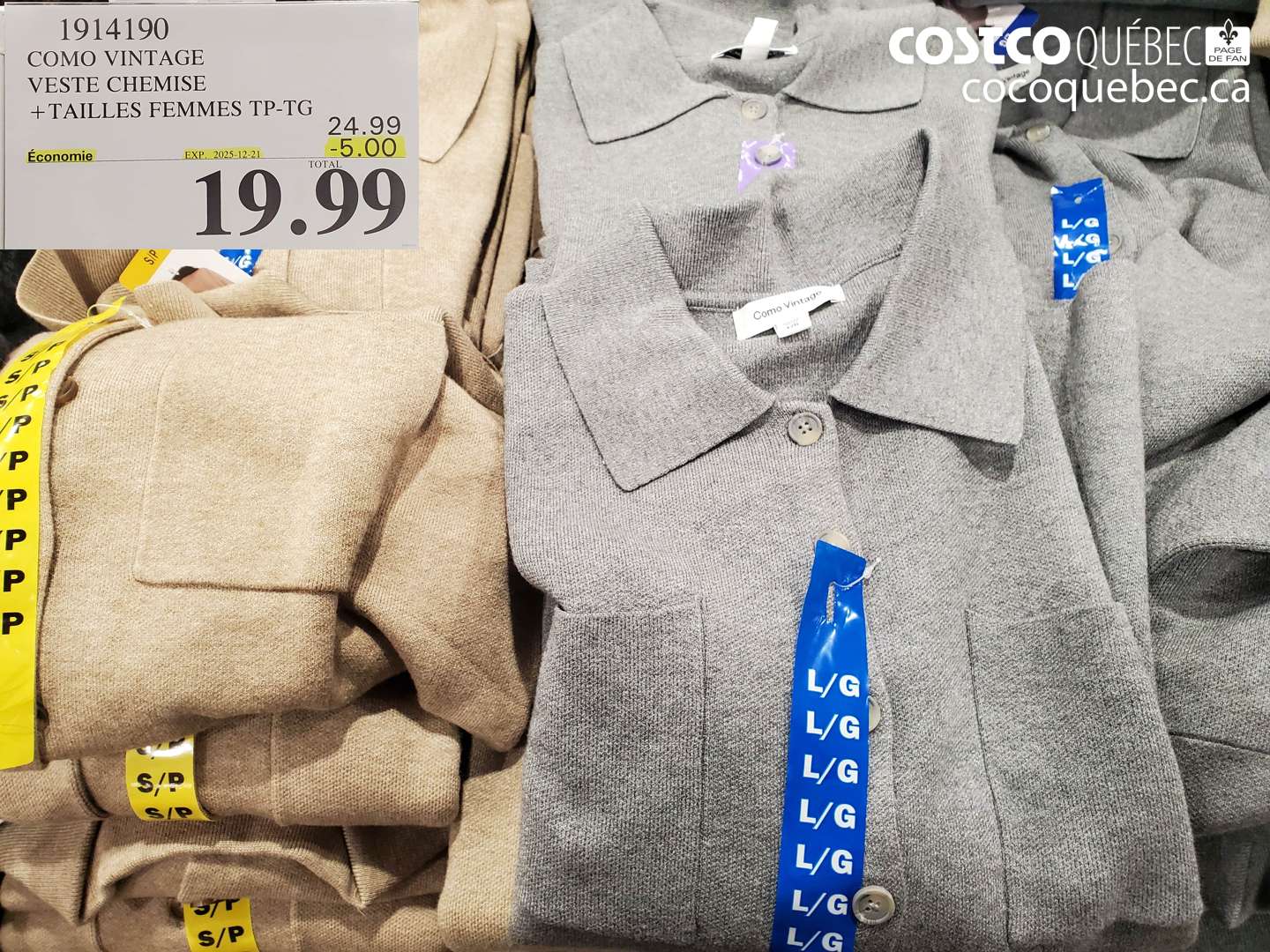 1914190 COMO VINTAGE VESTE CHEMISE + TAILLES FEMMES TP-TG ($5.00 INSTANT SAVINGS EXPIRES ON 2025-12-21) $19.99