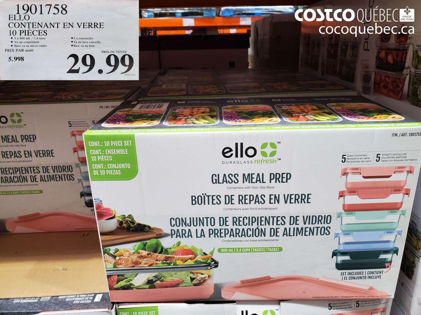 1901758 CONTENANT EN VERRE 10 PIECES; $29.99