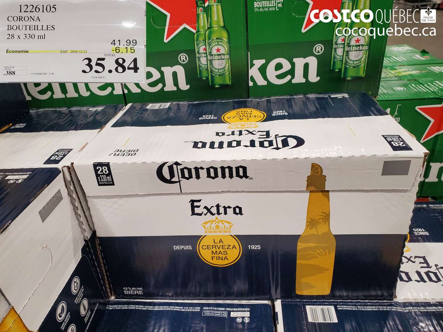 1226105 CORONA BOUTEILLES 28 x 330 ml ($6.15 INSTANT SAVINGS EXPIRES ON 2025-12-21) $35.84