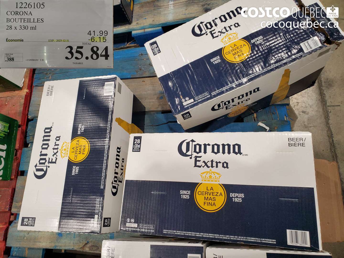 1226105 CORONA BOUTEILLES 28 x 330 ml ($6.15 INSTANT SAVINGS EXPIRES ON 2025-12-31) $35.84