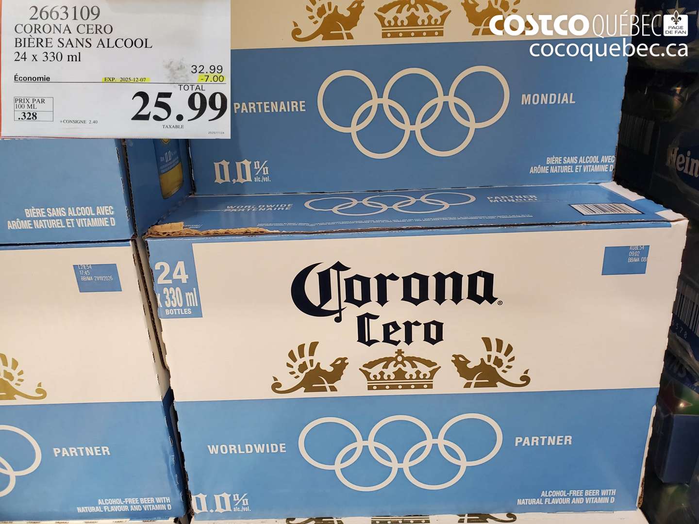 2663109 CORONA CERO BIÈRE SANS ALCOOL ($7.00 INSTANT SAVINGS EXPIRES ON 2025-12-07) $25.99