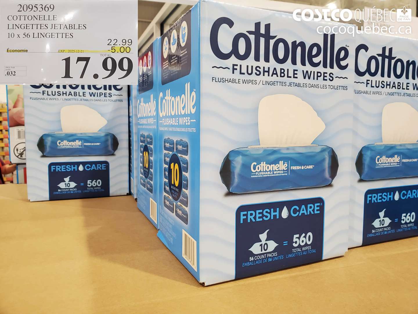 2095369 COTTONELLE LINGETTES JETABLES 10 x 56 LINGETTES ($5.00 INSTANT SAVINGS EXPIRES ON 2025-12-21) $17.99