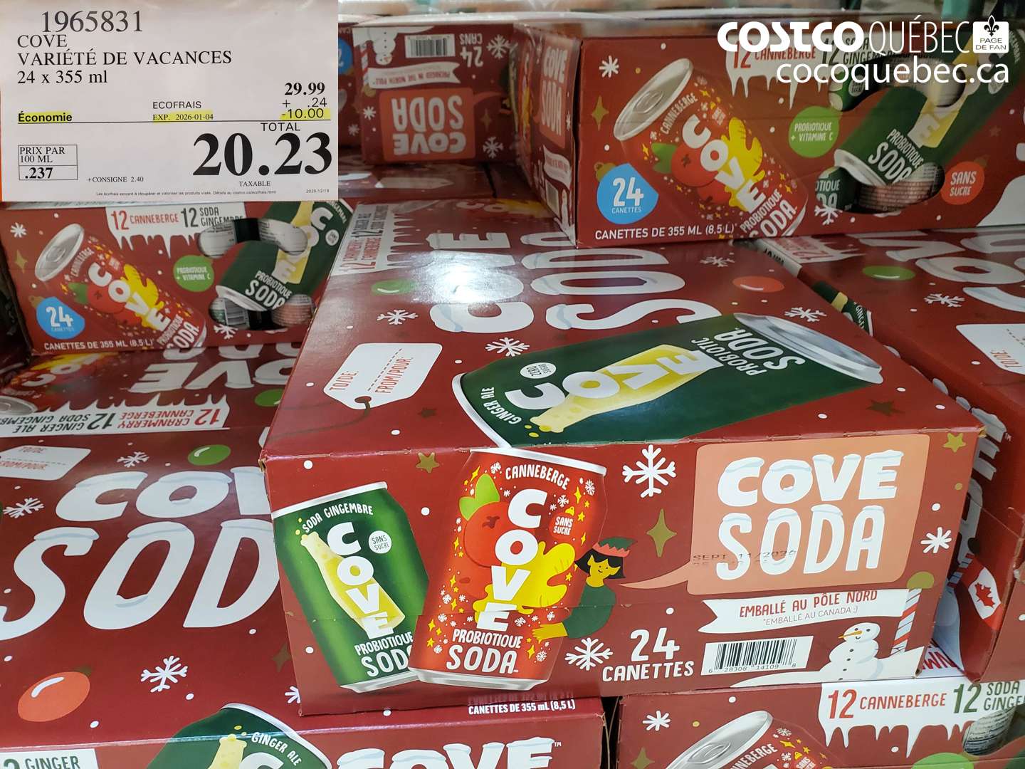 1965831 COVE VARIÉTÉ DE VACANCES 24 x 355 ml ($10.00 INSTANT SAVINGS EXPIRES ON 2026-01-04) $20.23