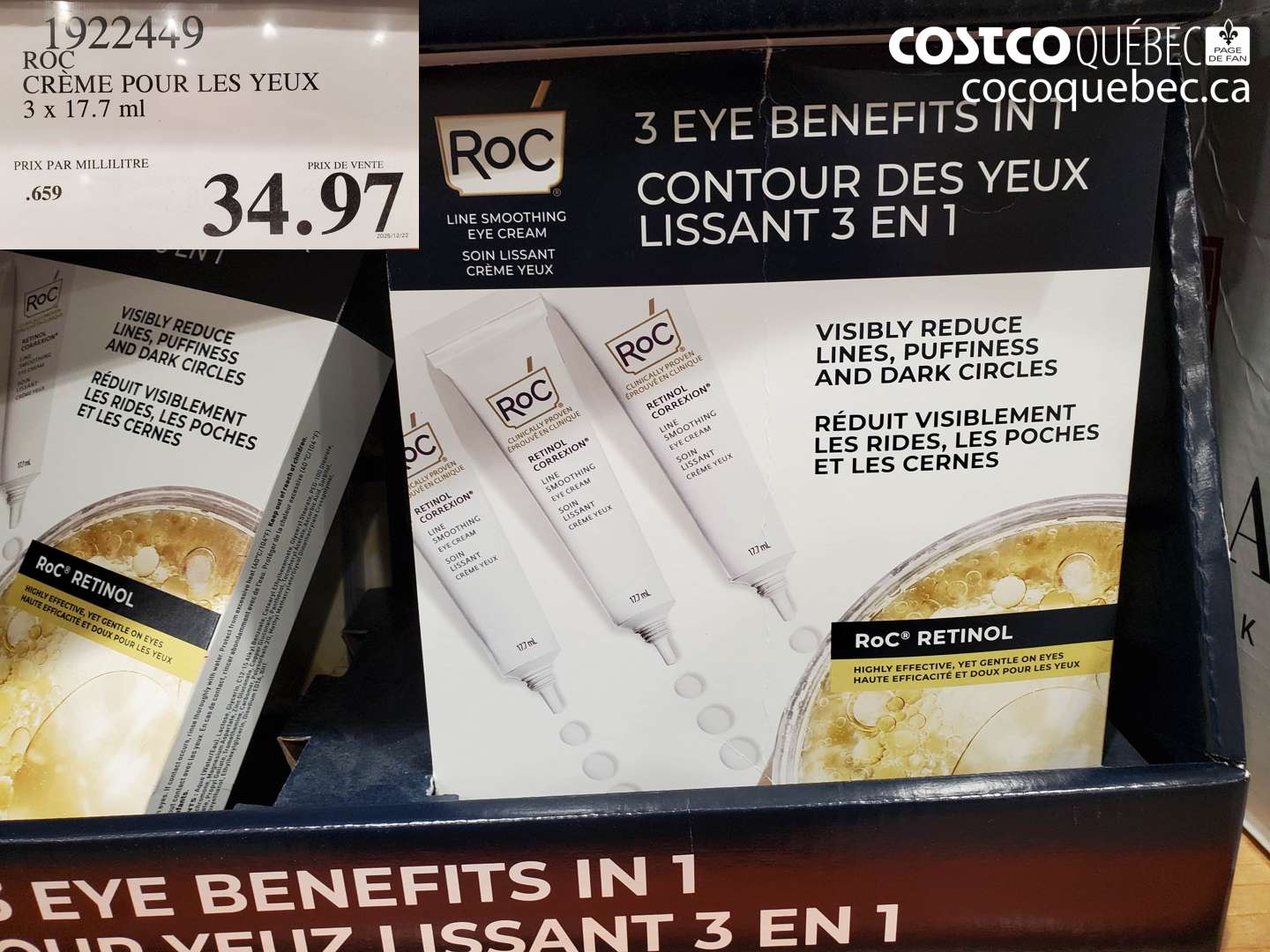 1922449 CRÈME POUR LES YEUX 3 x 17.7 ml $34.97