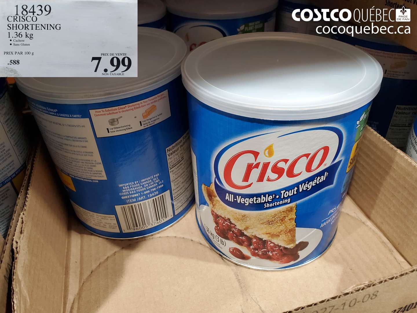 18439 CRISCO SHORTENING 1.36 kg $7.99