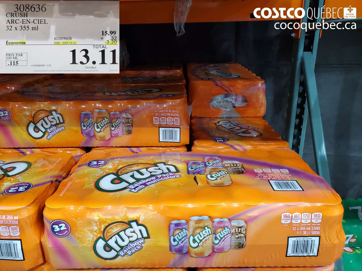 308636 CRUSH ARC-EN-CIEL 32 x 355 ml ($3.20 INSTANT SAVINGS EXPIRES ON 2025-12-31) $13.11