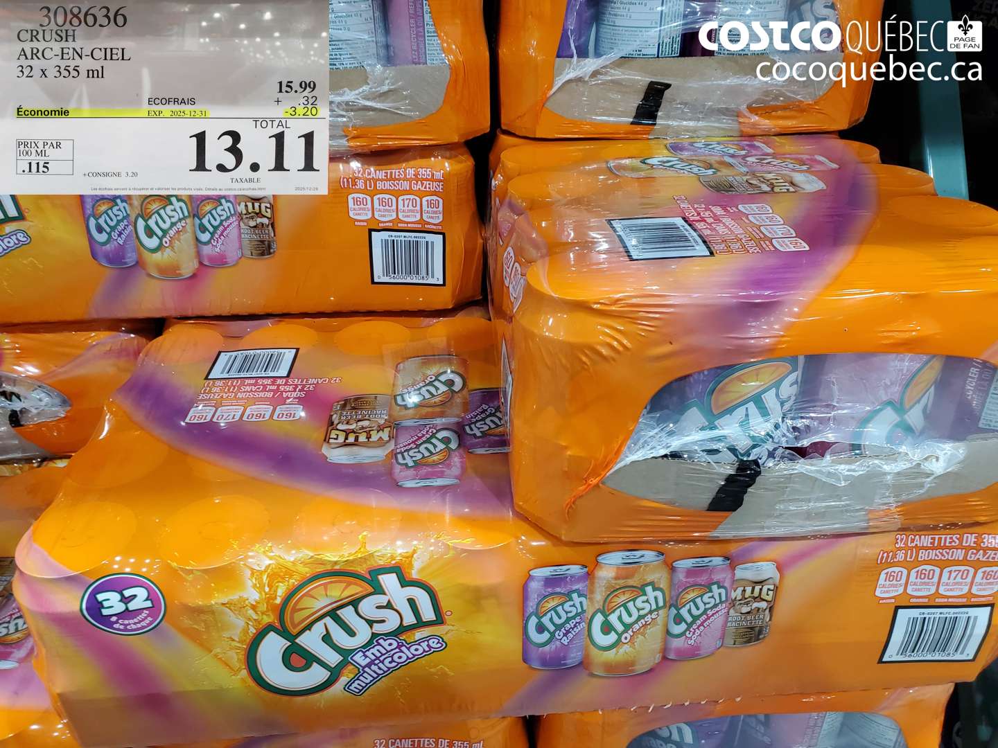 308636 CRUSH ARC-EN-CIEL 32 x 355 ml ($3.20 INSTANT SAVINGS EXPIRES ON 2025-12-31) $13.11